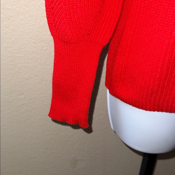 NWT Scoop Red Crew Mock Pointelle Neck Cotton Blend Knit Sweater Women’s Size XS - Picture 3 of 6